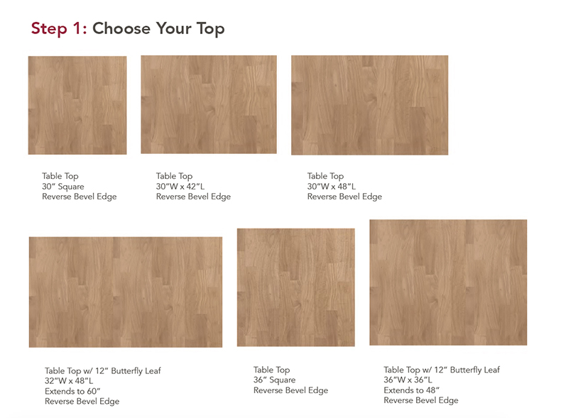 Build your own wood dining table rectangle or square top