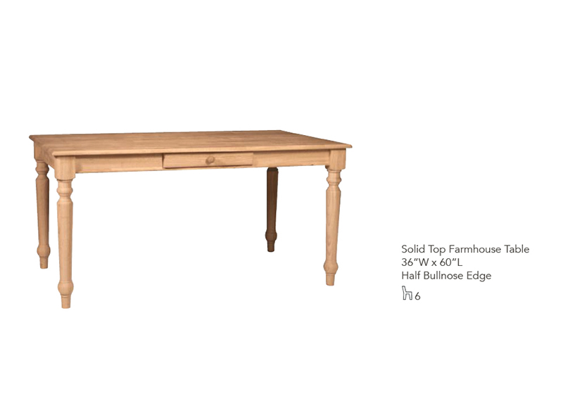Custom Wood Solid Top Farmhouse Table