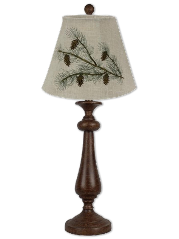 Lexington Embroidered Pine Cone Rustic Cabin Table Lamp