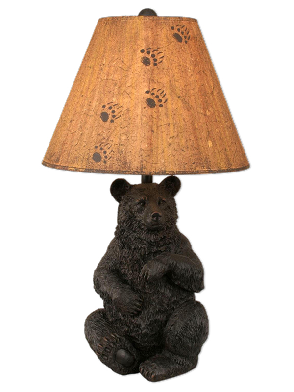 Sitting Black Bear Rustic Cabin Lamp