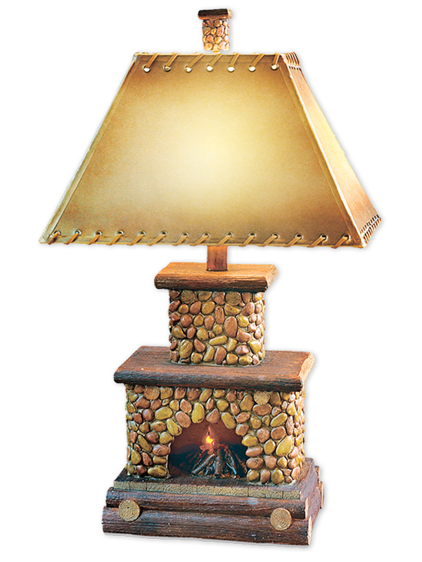 Stone Fireplace Rustic Cabin Lamp